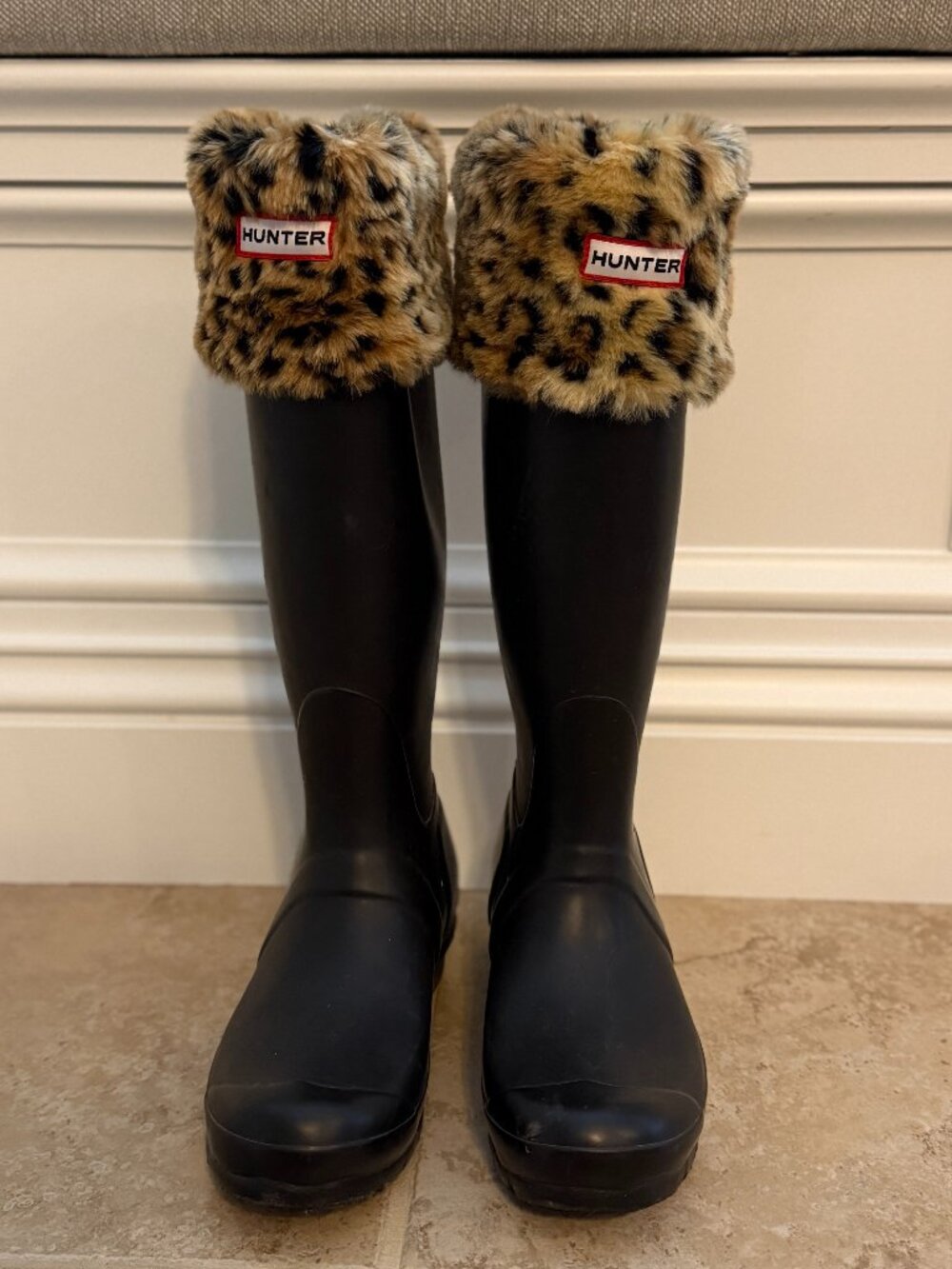 HUNTER Leopard Faux Fur Boot Socks | Size M (US 5–7)